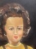 Large Vintage Oil Painting On Board, Portrait Of A Lady With Flowers, Framed