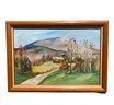 Vintage Oil Painting On Board, Summer Landscape, Mountain View, Framed Unsigned
