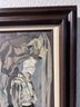 Large Original Vintage Abstract/figures Painting On Canvas, Signed Colvin