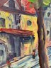 Vintage Oil Painting On Canvas, Danish Artist N.Madsen, Cityscape, Street Scene