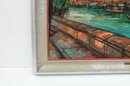 Large Antique Oil Painting On Canvas, Venice, Italy, Artist Gini, Framed