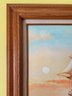 Original  Oil Painting On Canvas, Seascape, Sailing Ships On The Sea, Framed