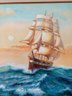 Original  Oil Painting On Canvas, Seascape, Sailing Ships On The Sea, Framed