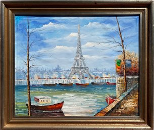 Oil Painting On Canvas, Cityscape, Paris, Eiffel Tower