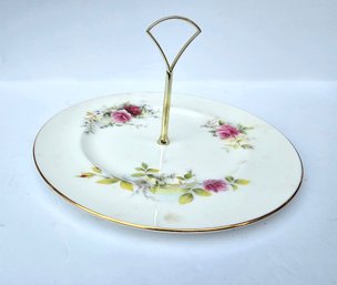 Royal Vale Bone China Serving Tray With Flowers And Gold Plated  Handle