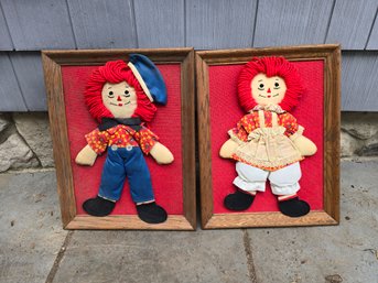 Vintage Raggedy Anne And Andy Fabric Wall Art