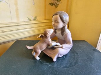 Lladro Girl And Doggy Statue