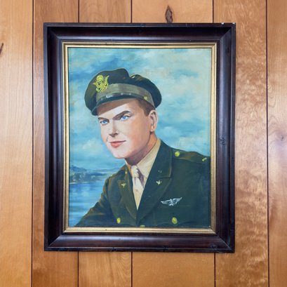 Military Man Oil Painting In Frame