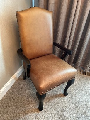 GENUINE LEATHER SIDE/ACCENT CHAIR WITH STUDS