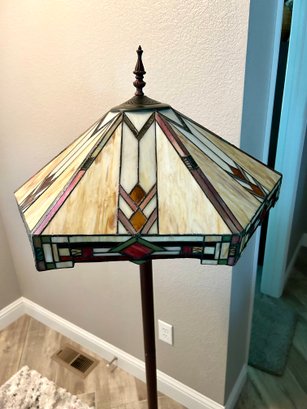 MISSION ARTS AND CRAFTS STAINED GLASS FLOOR LAMP TIFFANY STYLE