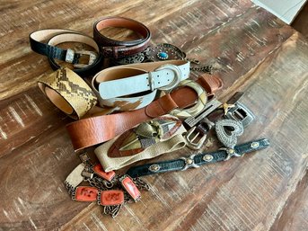 LOT OF BELTS AND BELT PIECES