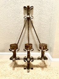 #1 UNIQUE LARGE VINTAGE IRON CANDELABRA