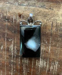 LARGE GEMSTONE PENDANT AND STERLING SILVER