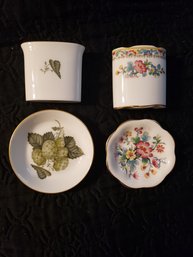 COALPORT MING ROSE & ROYAL WORCESTER MATHON SET OF CIGARETTE HOLDER & DISH