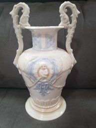 L.R. Vintage Double Handled Art Deco Vase With Child - 8 3/4' Inches