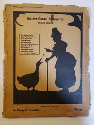 Rare Early 1900s Book With 12 Mother Goose Silhouette Prints - Chicago - Vintage