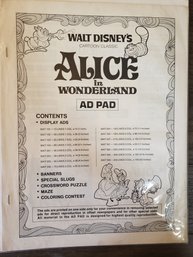 Disney's Alice In Wonderland Ad Pad - Vintage Display Ads, Banners, Maze, & More