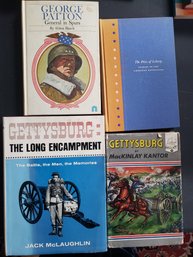 Lot Of 4 War-Related Vintage Hardcover Books - Gettysburg, Patton Etc.