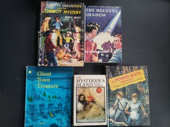 Lot Of 5 Vintage Mystery Books - Happy Hollisters, Power Boys, Jules Verne Etc