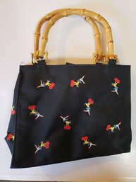 Cheerleading Purse Black With Bamboo Handles Prezzo