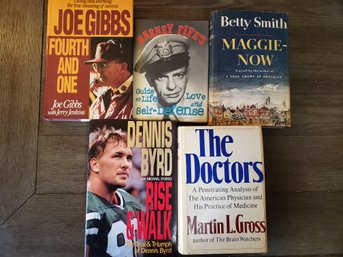 Lot Of 5 Mixed Random Hardcover Books W/ Dust Jackets/Sports, Medicine, TV Etc