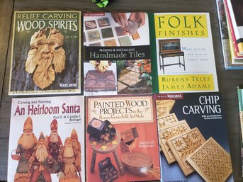 Lot Of 6 Paperback Books On Woodworking, Chip Carving, Tiles, Folk Finishes