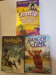 Set Of 3 Kids Paperback Books - Narnia, Charlie & Chocolate Factory Etc