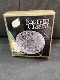 Forever Crystal Clam Cachet Lead Crystal Glass Trinket Jar Candy Dish In Box