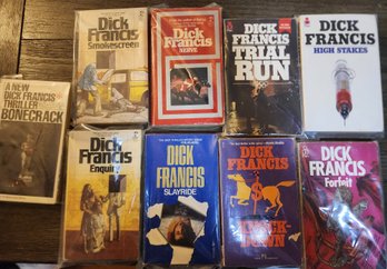 Dick Francis - Lot Of 9 Paperbacks - Forfeit, Nerve, Smokescreen, Trial Run Etc.