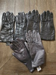 3 Pairs Genuine Leather Ladies Black Gloves Size 6.5 Pompei/Made In Italy/Fownes