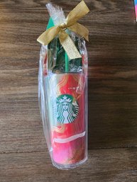 Starbucks 16oz Acrylic Cold Cup Straw Lid Tumbler Cold Brew Coffee Gift Set