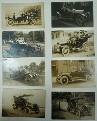 #18 Lot Of 8 RPPC Antique Automobiles (Saxon, REO, American Underslung)