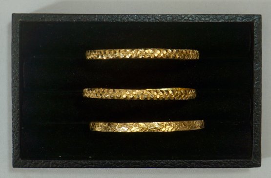 #99 Lot Of 3 14KT Gold Bangle Bracelets