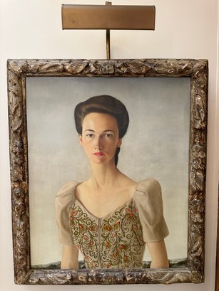 Original Benton Elliott Painting Of Graceful Woman In Antique Wooden Frame - O1