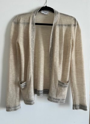 Chanel Logo See Through Light Taupe Cashmere Knitwear Sweater  - MB21