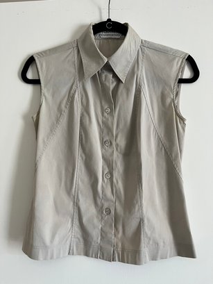 Authentic Chanel Identification Sleeveless Collared Blouse - MB22
