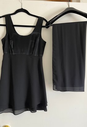 CDC Caren Deseiee Co Layered Chifon Black Dress With Matching Wrap - MB24