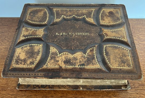 Antique 1870 Illustrated Domestic Bible Corbin With Religious Imagery Of Angel 11.5 X 8.5' X 3.5'