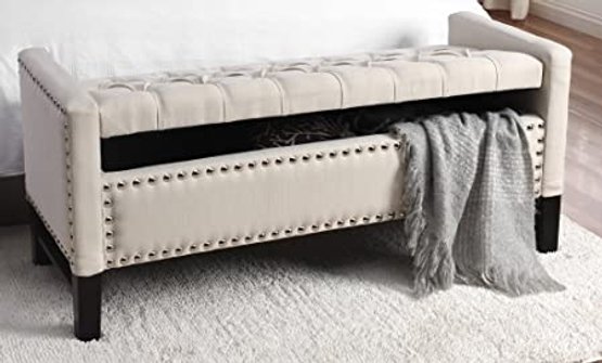 #3 Inspired Home Columbus Linen Modern Contemporary Button Tufted With Silver Nail Head Trim Multi Position St