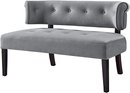 #3 Velvet Settee Bench With Back - Button Tufted Velvet Bench For Living Room Miranda, Grey