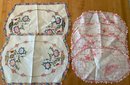 4 Vintage Butterfly Embroidered Placemats With Crocheted Trim Hand Stitched And Other Linens