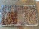 Vintage Extra Large Leather Clutch With Original Mirror And Coin Purse
