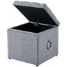 #8 Ella Linen Cube Storage Ottoman W Knob Chrome Nailhead Trim, 1 Piece, Grey