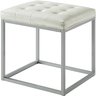 #14 Inspired Home Newton Cream White Leather Ottoman - Metal Frame Button Tufted Modern & Contemporary 1 PC.