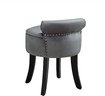 #16 Inspired Home Taylor Velvet Contemporary Nail Head Trim Rolled Back Vanity Stool, Light Grey