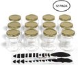 #16 Hexagon Glass Jars By Nellam - 6oz, 12 Pack With 24 Chalk Sticker Labels And Chalk Pen Gold Lid - 12 Pcs