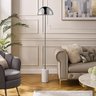 #1 Inspired Home Evy 6ft Power Cord, Marble Stone Base Floor Lamp Chrome
