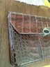 Vintage Extra Large Leather Clutch With Original Mirror And Coin Purse