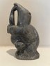 Inuit Art Soapstone Carved Polar Bear Eating A Seal? MAMA & BABY? Figurine Signed POX 2939 - Lr3