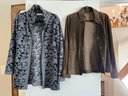 Two Piece Lot - A. Ida Italy Long Blue Sweater And Siena Studio Suede Olive Colored Jacket - MB31